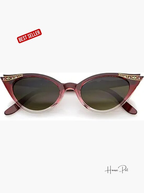 Vintage Cat Eye Sunglasses Rhinestone Embellished UV400 UV Protected